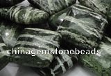 CSJ32 15.5 inches 20*20mm diamond green silver line jasper beads