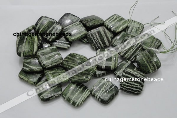 CSJ33 15.5 inches 30*30mm diamond green silver line jasper beads