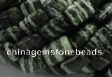 CSJ36 15.5 inches 10*14mm rectangle green silver line jasper beads