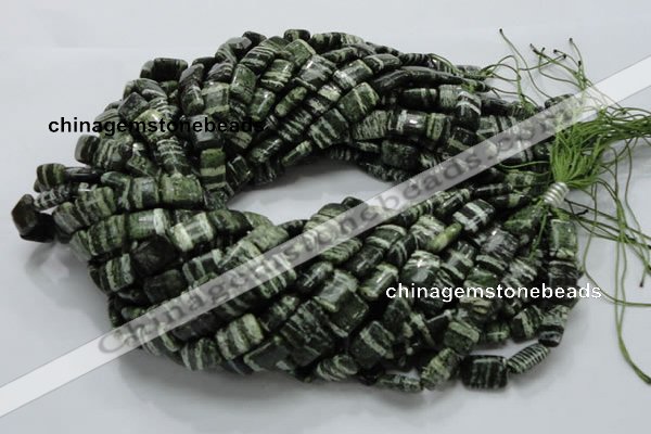 CSJ36 15.5 inches 10*14mm rectangle green silver line jasper beads