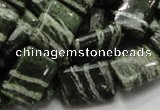 CSJ37 15.5 inches 13*18mm rectangle green silver line jasper beads