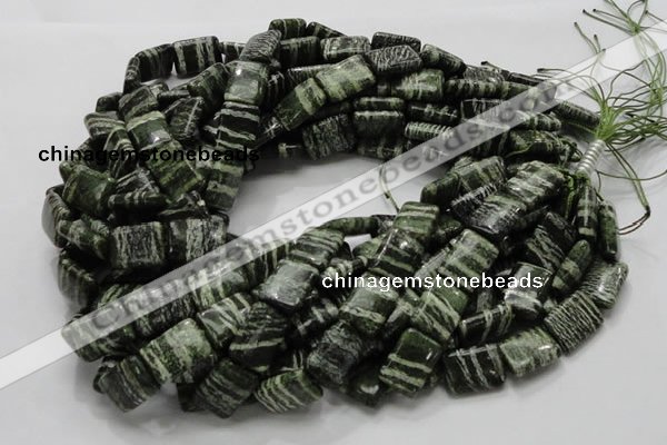 CSJ37 15.5 inches 13*18mm rectangle green silver line jasper beads