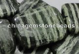 CSJ40 15.5 inches 30*40mm rectangle green silver line jasper beads