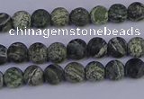 CSJ500 15.5 inches 4mm round matte green silver line jasper beads