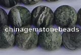 CSJ505 15.5 inches 14mm round matte green silver line jasper beads