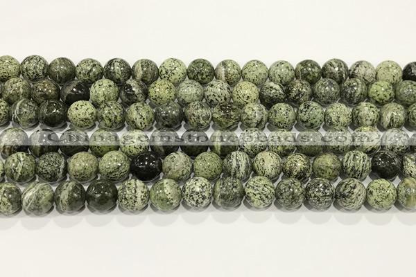 CSJ508 15.5 inches 8mm round green silver line jasper beads wholesale