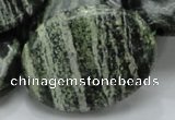 CSJ56 15.5 inches 30*40mm oval green silver line jasper beads