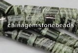 CSJ60 15.5 inches 10*14mm rectangle green silver line jasper beads