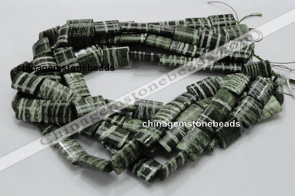 CSJ61 15.5 inches 16*20mm rectangle green silver line jasper beads