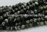 CSJ62 15.5 inches 4mm faceted round green silver line jasper beads