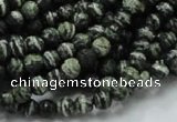 CSJ63 15.5 inches 6mm faceted round green silver line jasper beads