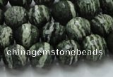 CSJ66 15.5 inches 12mm faceted round green silver line jasper beads