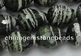 CSJ77 15.5 inches 15*20mm faceted teardrop green silver line jasper beads