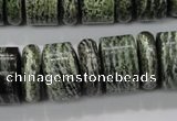 CSJ85 15.5 inches 6*18mm & 12*18mm rondelle green silver line jasper beads