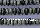 CSJ88 15.5 inches 5*10mm rondelle green silver line jasper beads