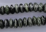 CSJ89 15.5 inches 6*12mm rondelle green silver line jasper beads