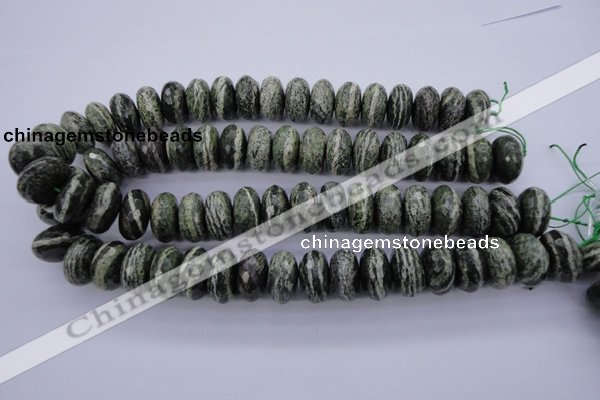 CSJ93 15.5 inches 10*20mm faceted rondelle green silver line jasper beads