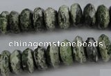 CSJ96 15.5 inches 6*12mm faceted rondelle green silver line jasper beads