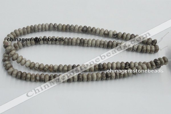 CSL02 15.5 inches 5*10mm rondelle silver leaf jasper beads wholesale