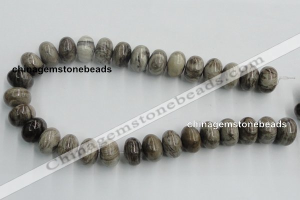 CSL04 15.5 inches 12*20mm rondelle silver leaf jasper beads wholesale