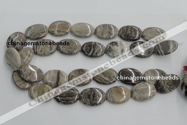 CSL06 15.5 inches 22*30mm oval silver leaf jasper beads wholesale