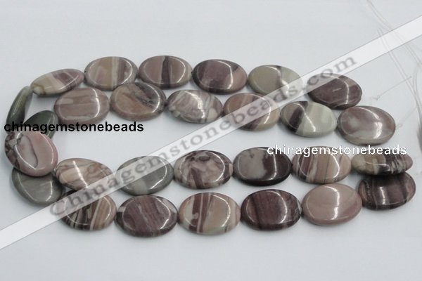CSL07 15.5 inches 20*30mm oval silver leaf jasper beads wholesale
