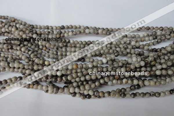 CSL10 15.5 inches 4mm round silver leaf jasper beads wholesale