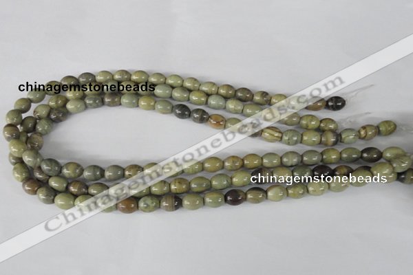 CSL103 15.5 inches 8*10mm rice silver leaf jasper beads wholesale