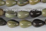 CSL104 15.5 inches 10*14mm teardrop silver leaf jasper beads wholesale