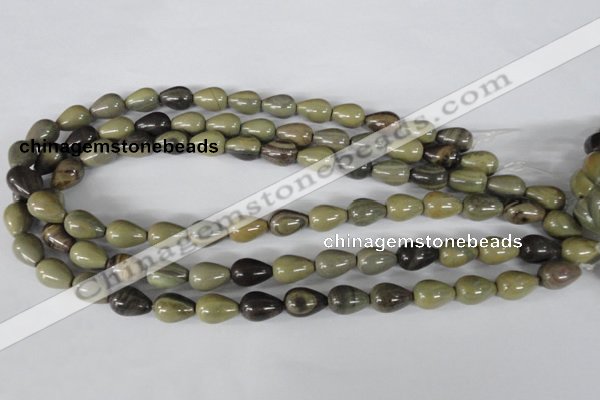 CSL104 15.5 inches 10*14mm teardrop silver leaf jasper beads wholesale