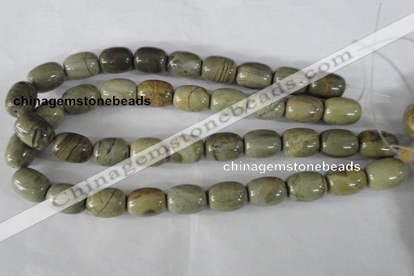 CSL107 15.5 inches 16*20mm drum silver leaf jasper beads wholesale