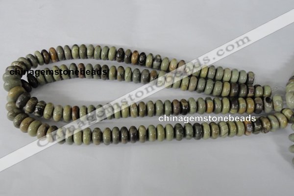 CSL109 15.5 inches 6*12mm rondelle silver leaf jasper beads wholesale