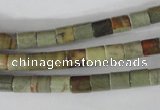 CSL111 15.5 inches 6*6mm column silver leaf jasper beads wholesale