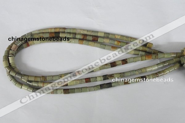 CSL111 15.5 inches 6*6mm column silver leaf jasper beads wholesale