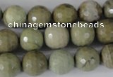 CSL112 15.5 inches 12mm faceted round silver leaf jasper beads