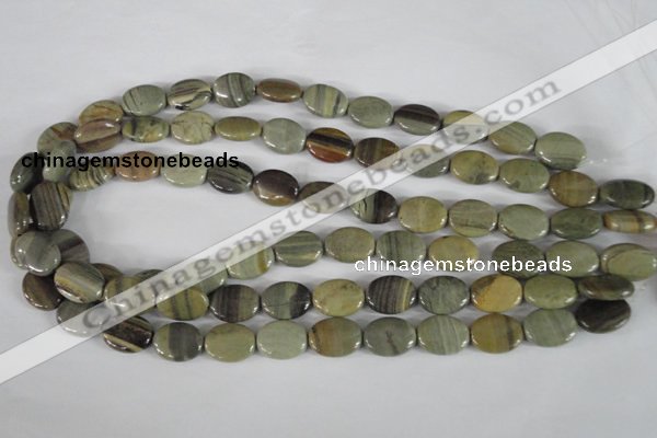 CSL117 15.5 inches 12*16mm oval silver leaf jasper beads wholesale