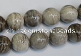 CSL12 15.5 inches 12mm round silver leaf jasper beads wholesale