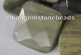 CSL122 15.5 inches 30*30mm faceted square silver leaf jasper beads