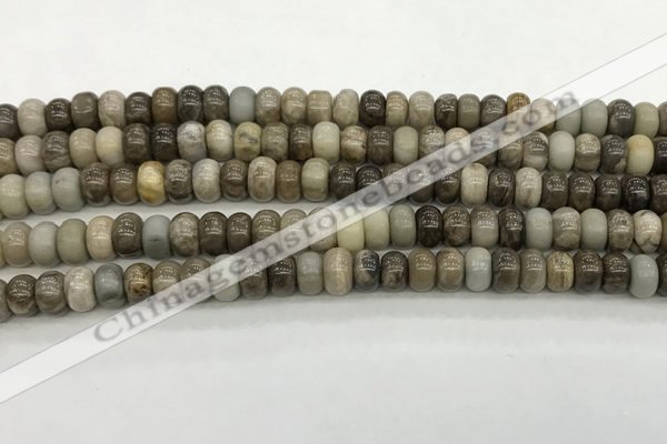 CSL126 15.5 inches 4*6mm rondelle sliver leaf jasper beads