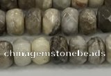 CSL131 15.5 inches 4*6mm faceted rondelle sliver leaf jasper beads