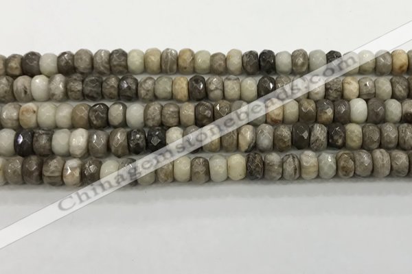 CSL131 15.5 inches 4*6mm faceted rondelle sliver leaf jasper beads