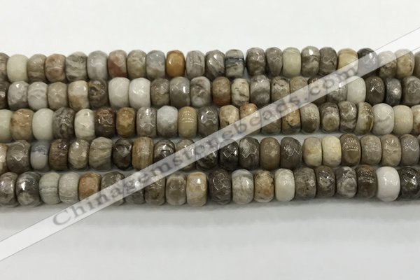 CSL132 15.5 inches 5*8mm faceted rondelle sliver leaf jasper beads