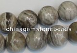 CSL14 15.5 inches 14mm round silver leaf jasper beads wholesale