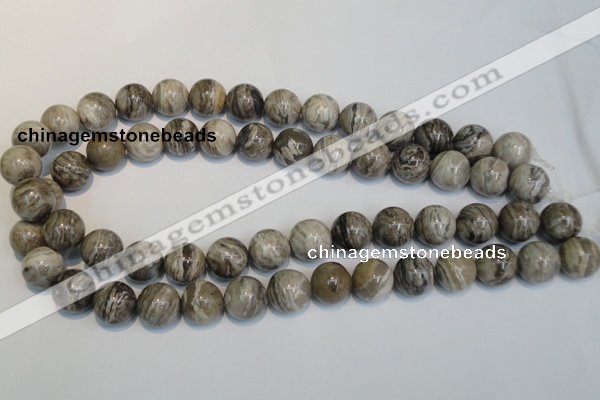 CSL14 15.5 inches 14mm round silver leaf jasper beads wholesale