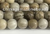 CSL150 15.5 inches 4mm round 

sliver leaf jasper beads wholesale