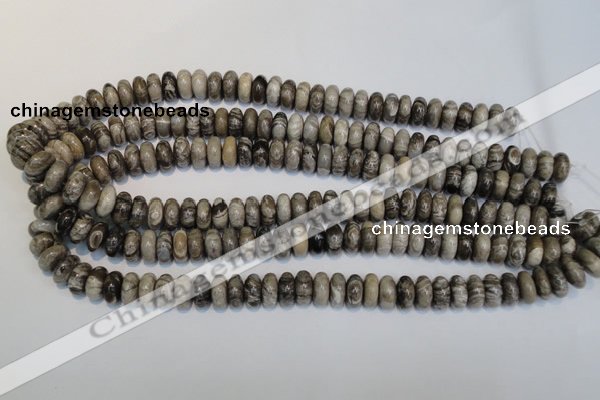 CSL19 15.5 inches 6*12mm rondelle silver leaf jasper beads wholesale