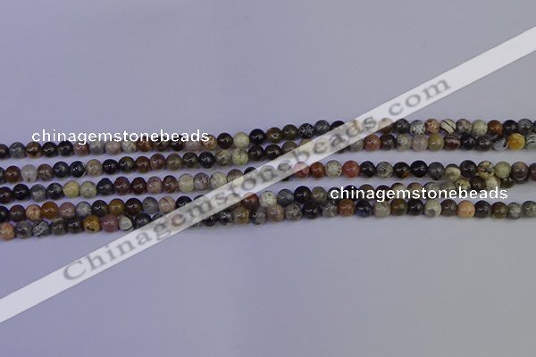 CSL210 15.5 inches 4mm round black silver leaf jasper beads