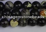 CSL212 15.5 inches 8mm round black silver leaf jasper beads