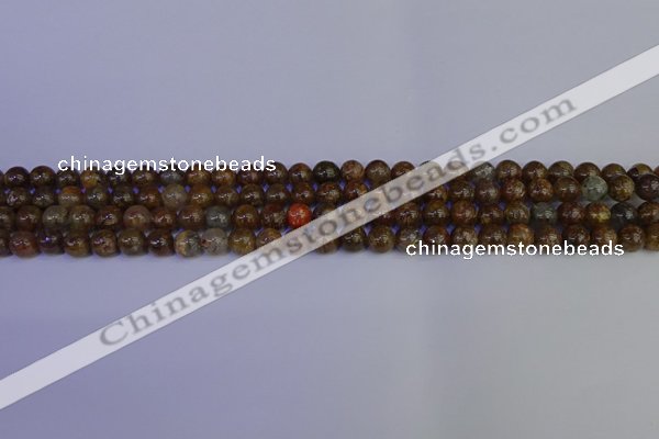 CSL220 15.5 inches 4mm round gold leaf jasper beads wholesale