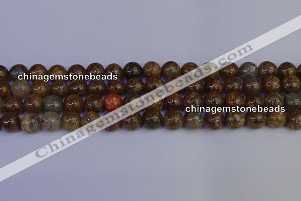 CSL224 15.5 inches 12mm round gold leaf jasper beads wholesale